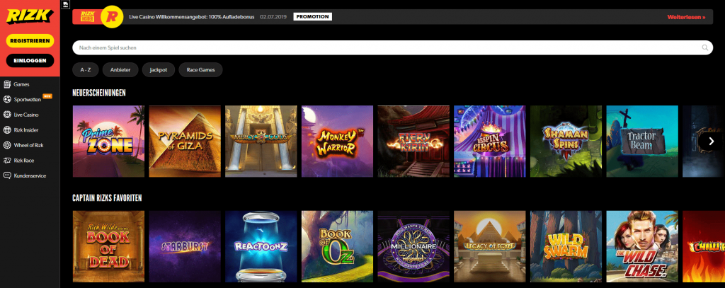 spielen im rizk casino